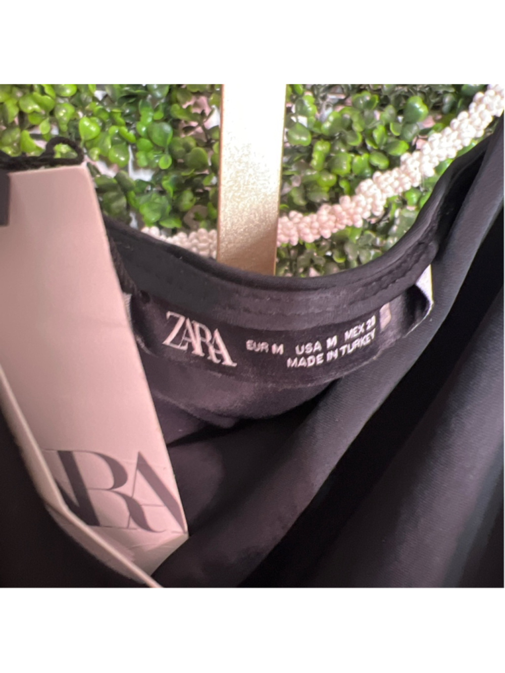 Women's ZARA Black Satin Midi Slip Dress with Slit M size Medium - Picture 6 of 10